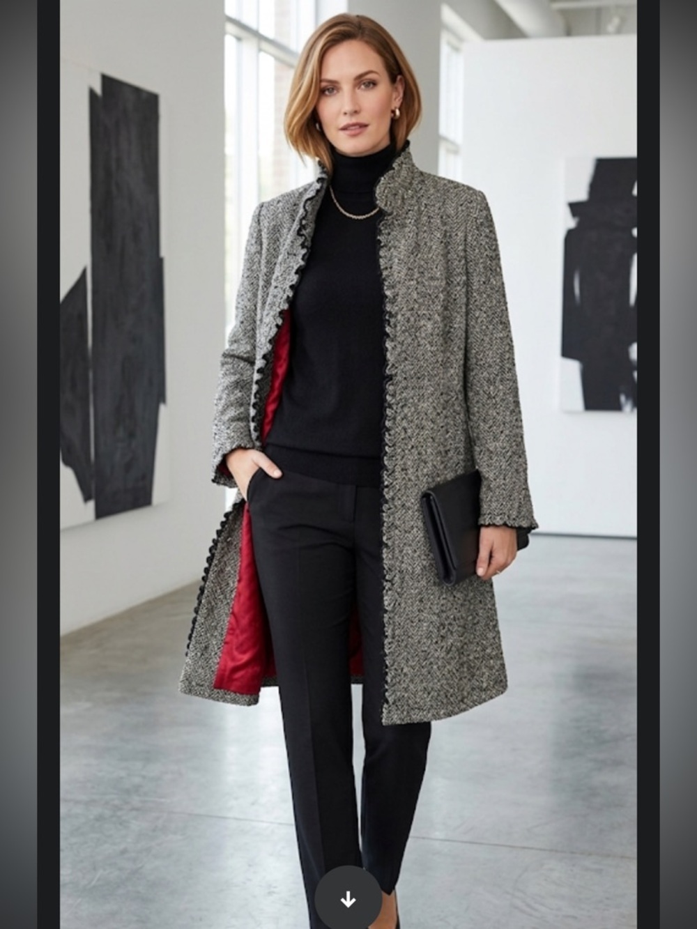 🎵 EUC Larry Levine Black And White Ruffle Coat Jacket